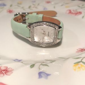 Mint green fossil watch